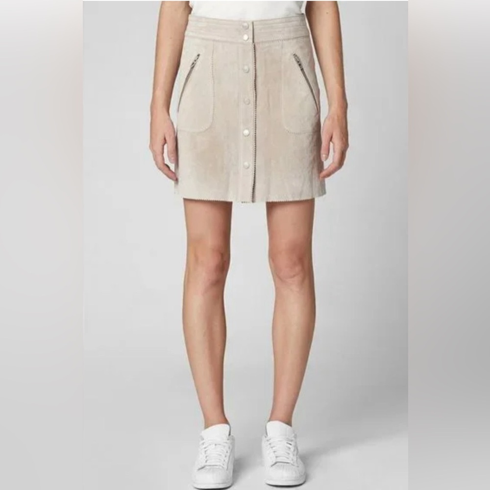 BLANKNYC Snap Front 100% Suede Leather Zip A Line Mini Skirt NEW Size 31